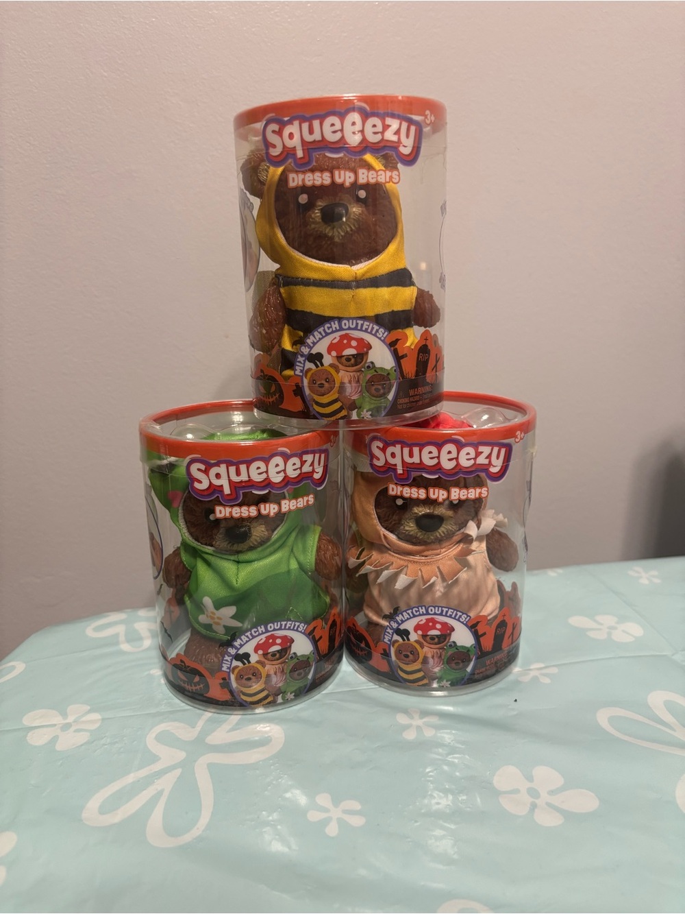3 Toymendous Squeeezy Dress Up Bear Set New In Box (Full Collection)